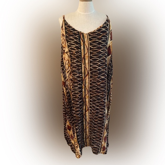 Vintage long dress Erika Brooke Cha Cha size plus 20/40 brown cream - Picture 2 of 9